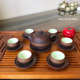 Ấm chén pha trà bát tràng, ấm chén uống trà bát tràng gqa109