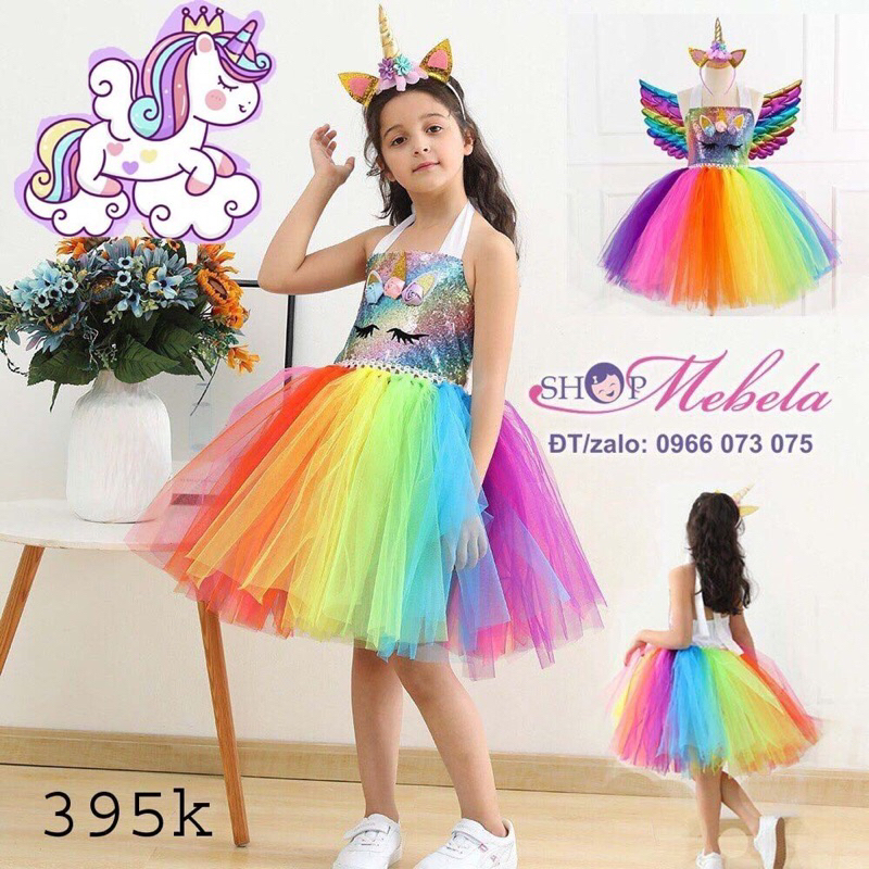 Váy ngựa Pony Unicorn kèm sừng và cánh cho bé 12-30kg