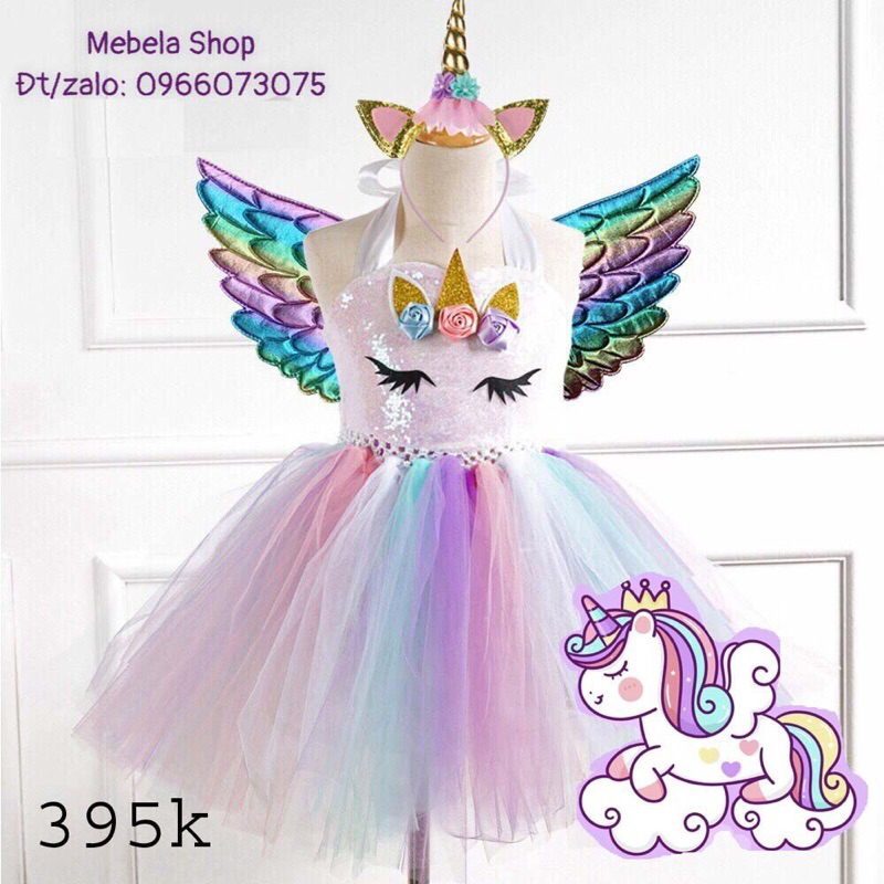 Váy ngựa Pony Unicorn kèm sừng và cánh cho bé 12-30kg