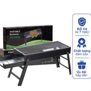 Bếp nướng than hoa khổ lớn tiện lợi  - Bếp nướng ngoài trời hình chữ nhật tiện dụng có chân đế xếp gọn
