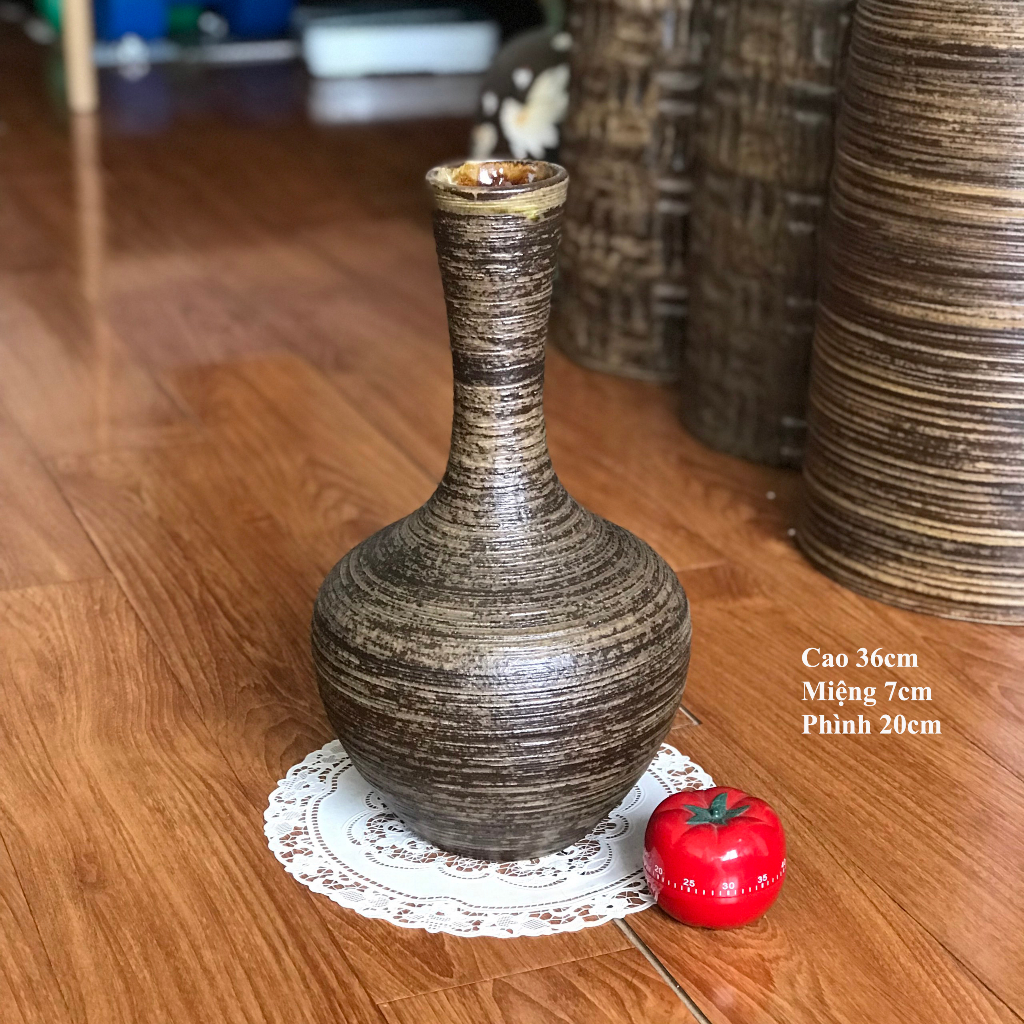 Bình hoa lọ hoa Bát Tràng men mộc đa dáng, Bình gốm lọ gốm QA