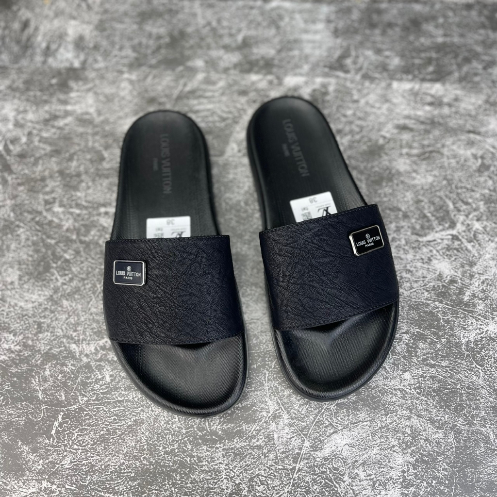 Dép nam lv, Dép quai ngang nam lv hót trend - Đế cao cao cấp quai da mềm mại êm chân