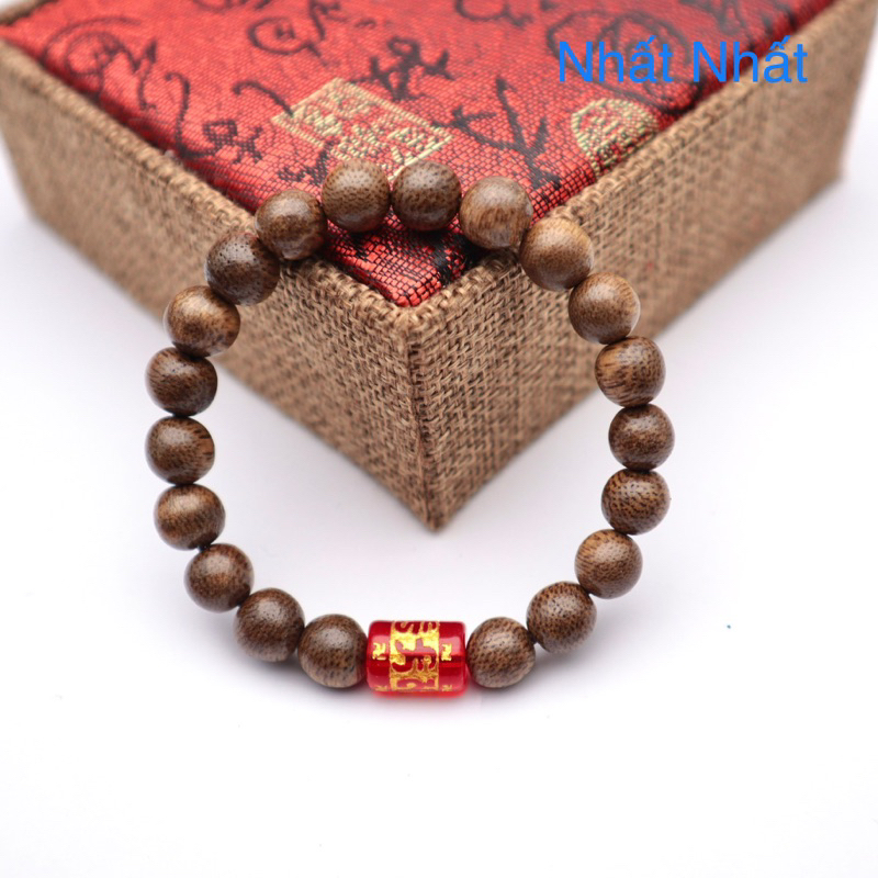 Vòng gỗ trầm đeo tay phong thuỷ thời trang Mix đá