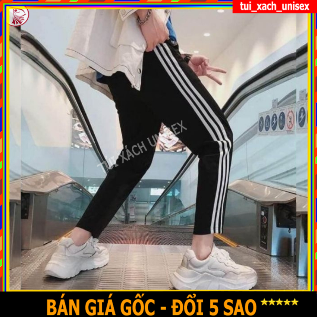 ❤️ GIÁ SỈ ❤️ Quần thể thao nam NỮ nỉ dày dặn 3 sọc ĐEN Jogger 3 lines ỐNG XUÔNG KHÔNG BO MẶC NHÀ TẬP GYM S0
