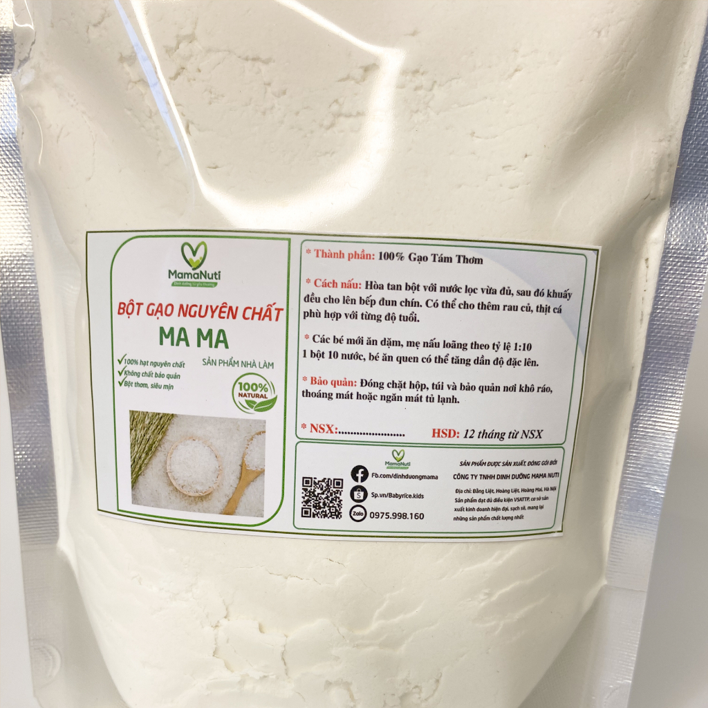 Bột Gạo Xay Nguyên Chất Mama Cho Bé Bắt Đầu Tập Ăn Dặm Bột Gạo Tẻ Làm Bánh Xay Từ Gạo Tám Thơm