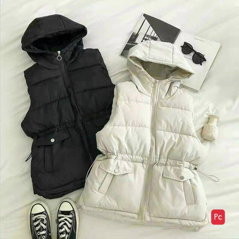Siêu hot áo phao GILE CÓ MŨ RÚT EO siêu tôn dáng