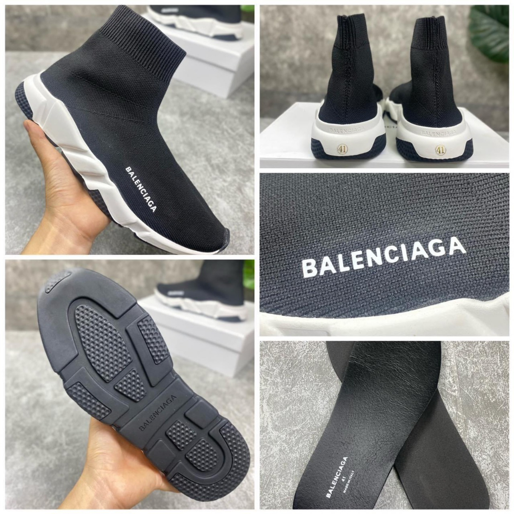 Giày sneaker Balenciaga Speed Trainers black white , giày Balencia cao cổ đen trắng cao cấp full box bill