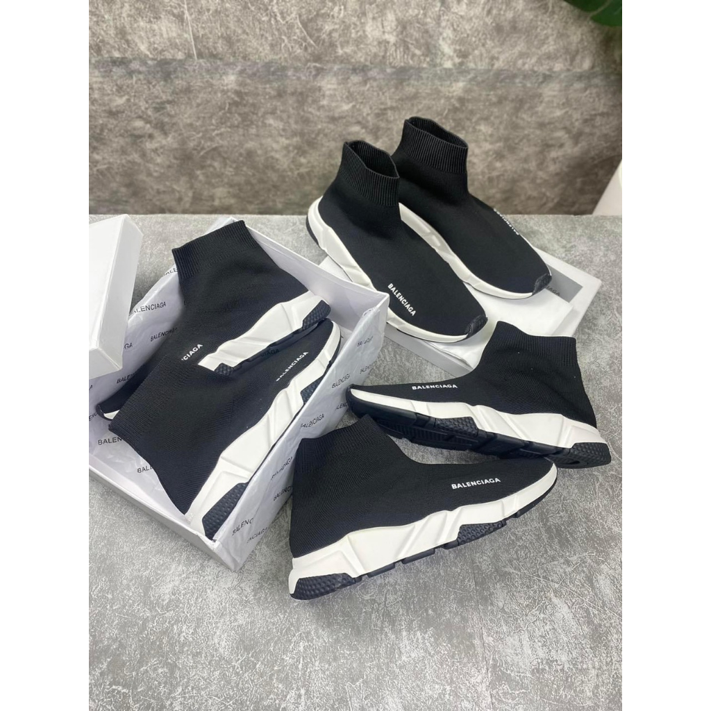 Giày sneaker Balenciaga Speed Trainers black white , giày Balencia cao cổ đen trắng cao cấp full box bill