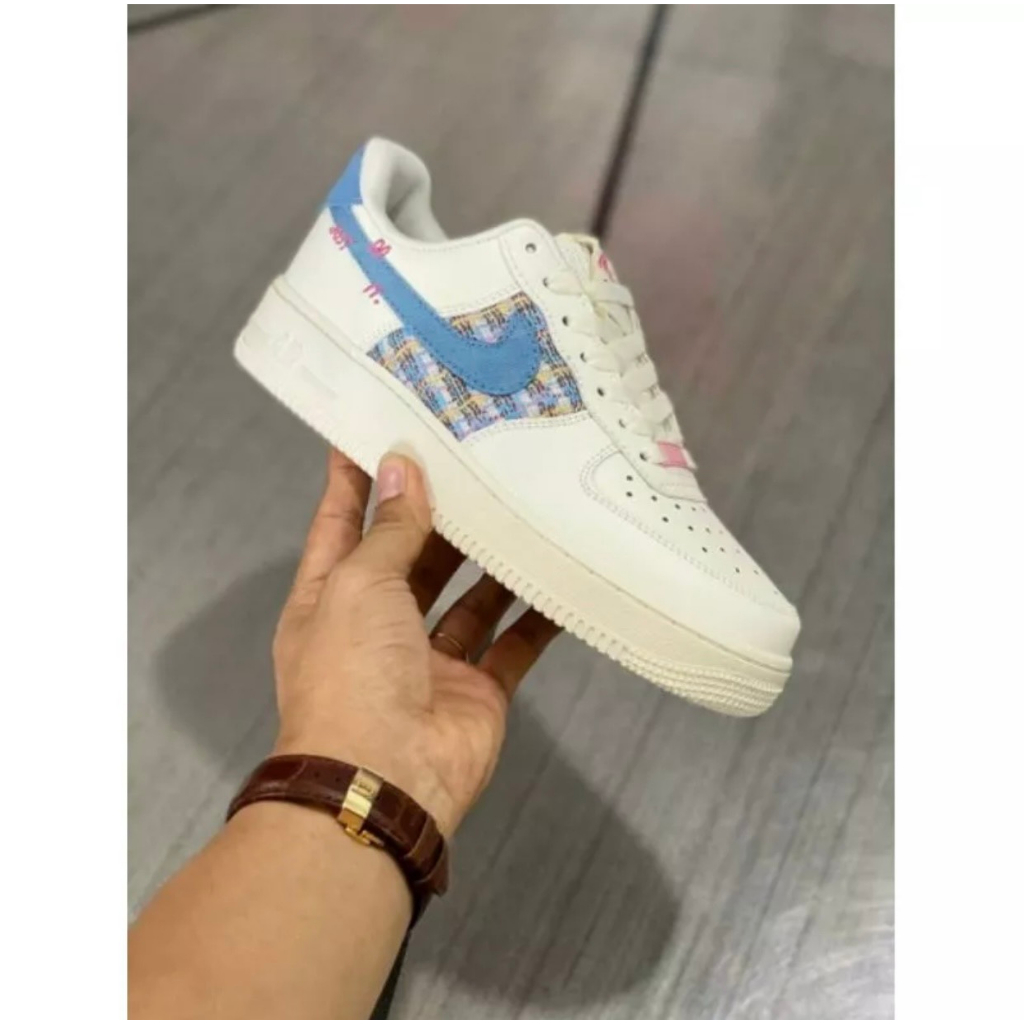 Giày Air Force 1 Just Do It màu trắng sữa hot 2023, Giày AF1 trắng sữa full box
