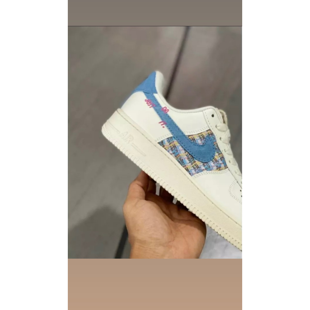 Giày Air Force 1 Just Do It màu trắng sữa hot 2023, Giày AF1 trắng sữa full box