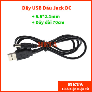 Dây Cap chuyển đổi Từ USB sang Đầu Jack DC 5.5*2.1mm - Dùng cho nguồn DC - Dây dài 70Cm
