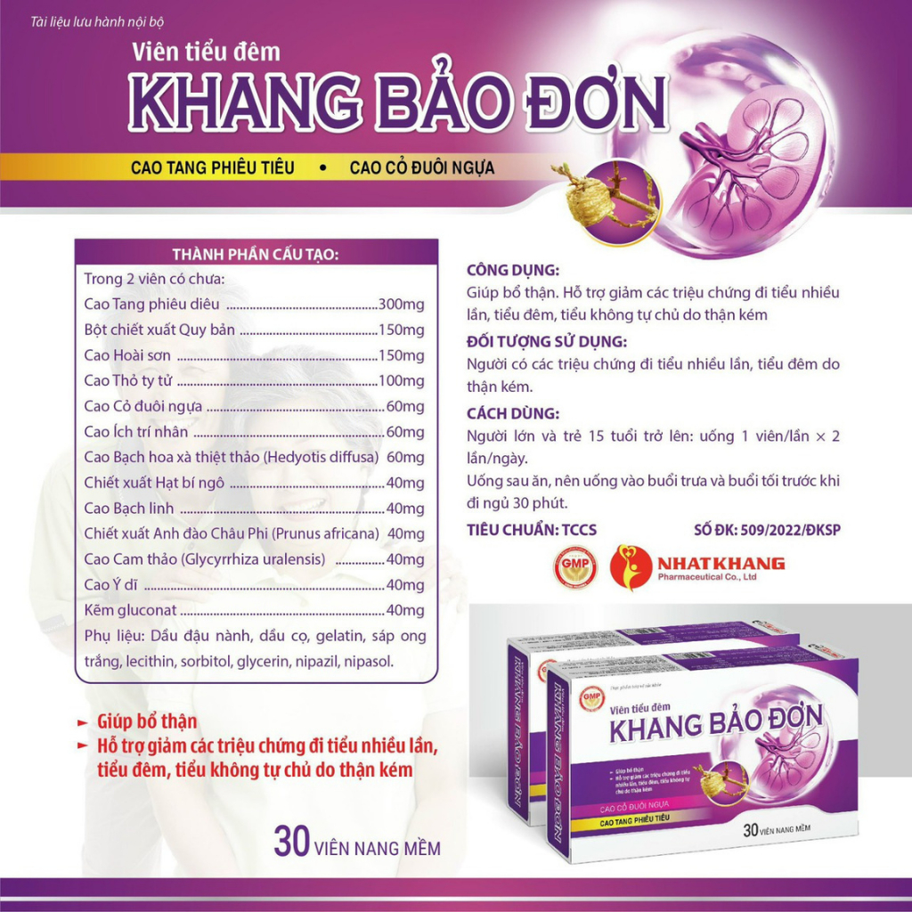 VIÊN TIỂU ĐÊM KHANG BẢO ĐƠN_Giúp bổ thận, hết tiểu đêm, tăng sức khỏe_30 viên/lọ