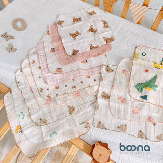 Hộp 6 khăn sữa Boona, khăn xô muslin 2 lớp cao cấp cho bé kích thước 30x30cm