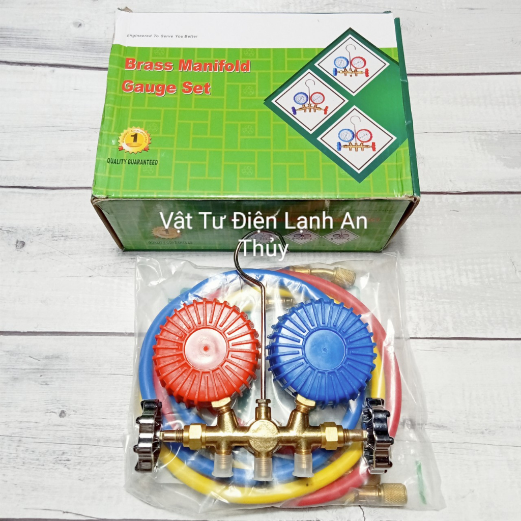 Đồng hồ nạp gas đôi hộp xanh lá - Đồng hồ sạc gas đôi - Đồng hồ đôi đo áp suất gas máy lạnh