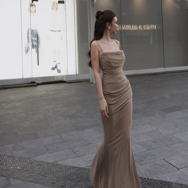 Đầm hai dây body xếp đuôi cá - TKCC Ashley