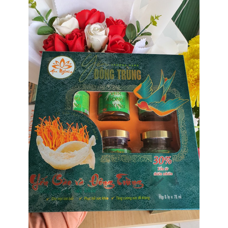 {HCM} YẾN ĐÔNG TRÙNG HẠ THẢO HOA NGHIÊM - Hàng Chính Hãng - 1 hộp 6 hũ - 1 hũ 70gr