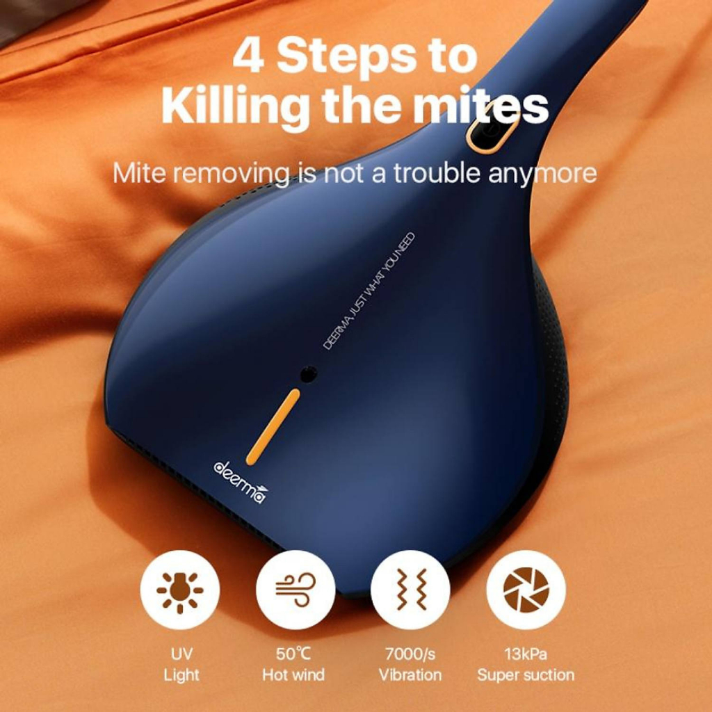 Máy hút bụi nệm giường Diệt khuẩn Tia UV và Khí nóng, Lực hút 13000Pa - 450Wats Deerma CM818