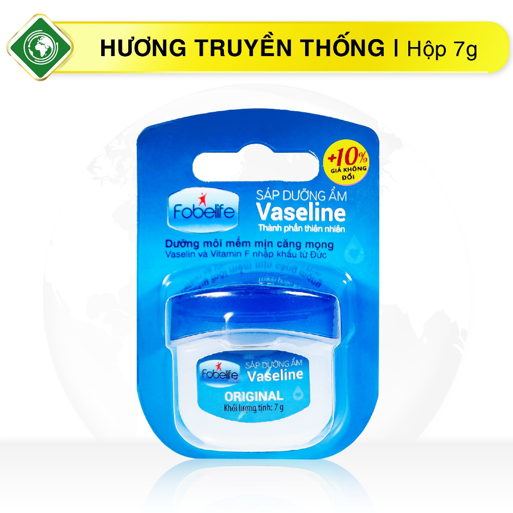 Sáp dưỡng ẩm Vaseline Original Fobelife làm da mềm mịn, môi căng mọng (Hũ 7g)