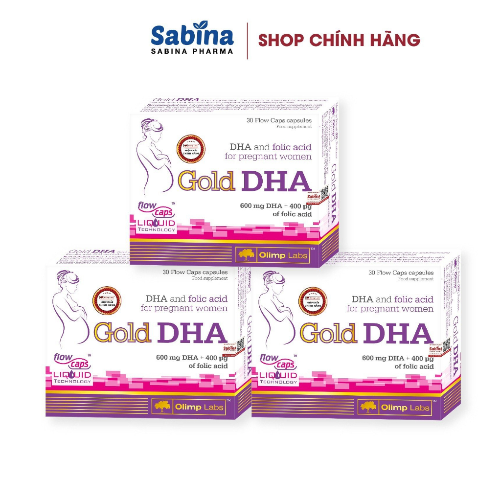 3 hộp Gold DHA (Olimp Labs)- Bổ sung DHA và axit folic cho mẹ bầu 25,35g