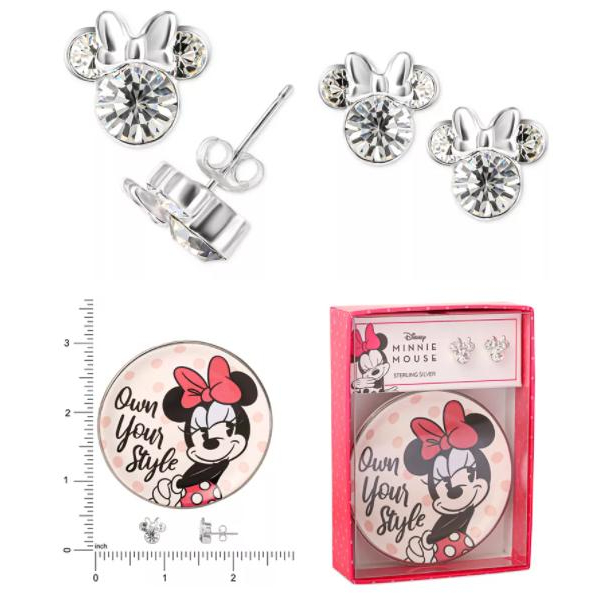 Bông Tai Disney Minnie Mouse Crystal Stud Earrings in Sterling Silver - Bill MAcy's USA