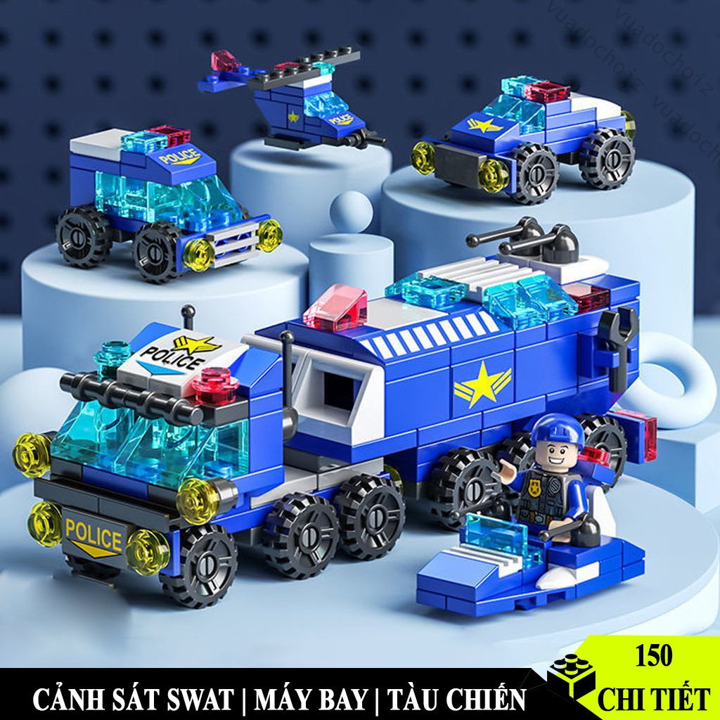 Xe lắp ráp xe lego cảnh sát, quân đôi và nhiều mẫu khác