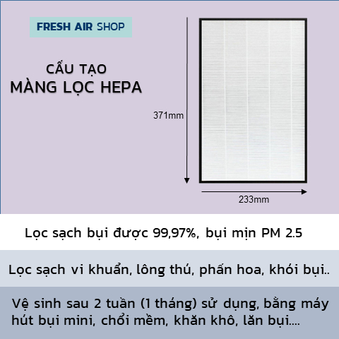 Combo HEPA+THAN màng lọc không khí Sharp KC-W45, Y45, A40, Z40, Z45, B40, B50, C70, 500Y2, 450Y3, BX50, KI-BX50, KI-DX50