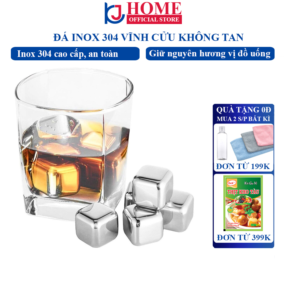 Đá Không Tan Lạnh Vĩnh Cửu Cooling Cubes, Inox 304 An Toàn, Đá Inox Không Tan Kj Home - KJD01