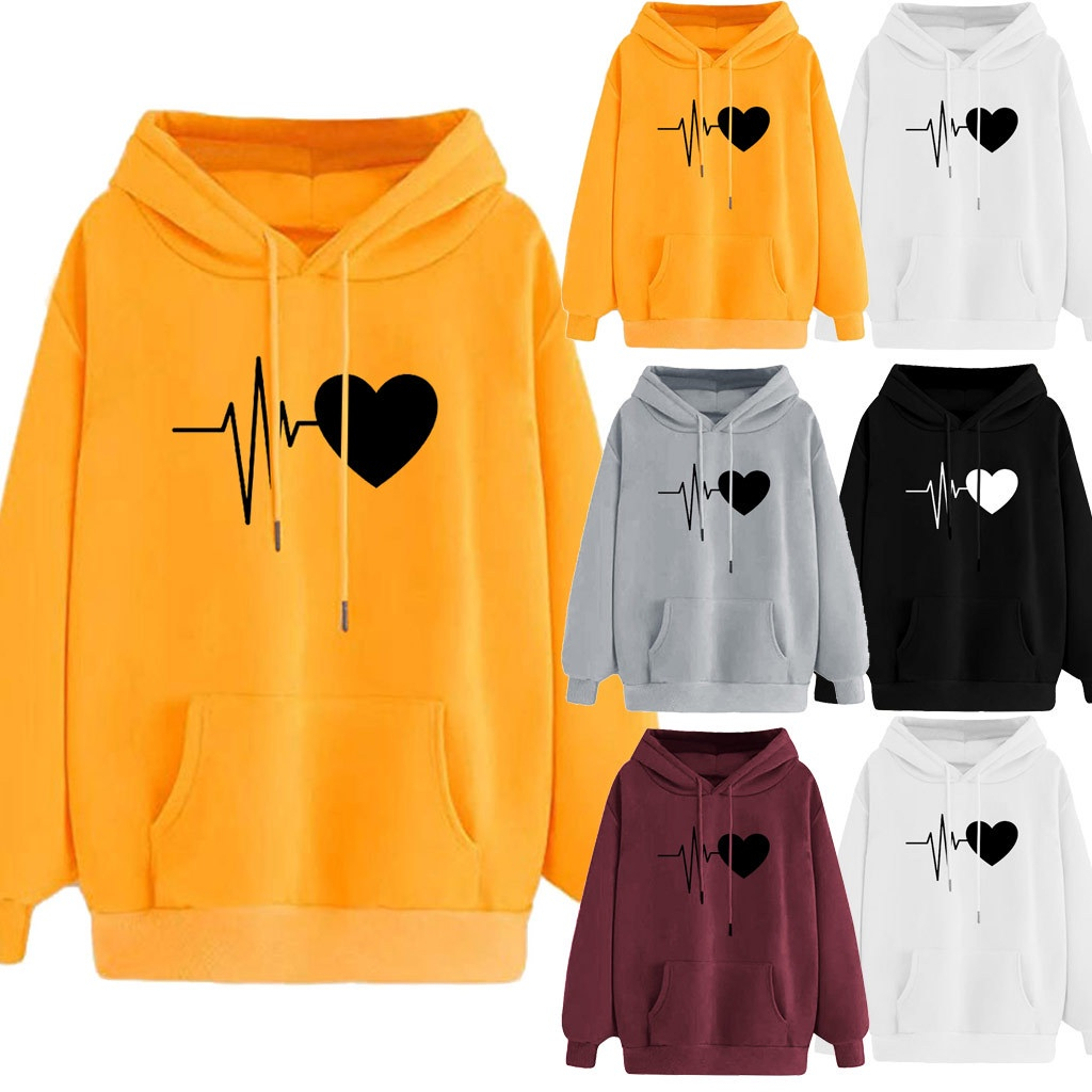 Áo hoodie nam nữ thời trang unisex chonmua365 hình sóng trái tim love dài tay học sinh