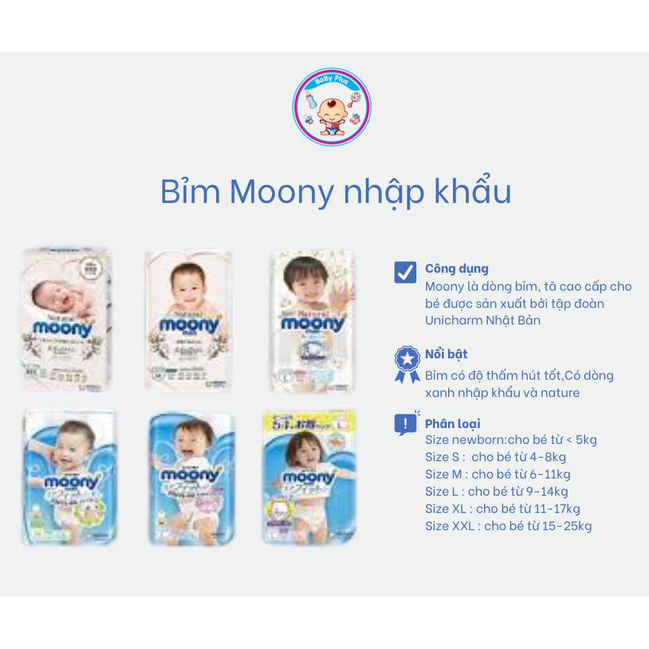 Bỉm Moony xanh trắng