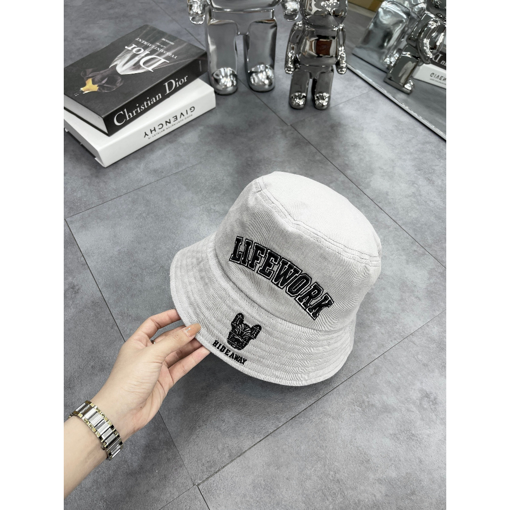 Nón Vành Logo Thêu Life.Work Vải Kaki Cao Cấp Đứng Form Mũ