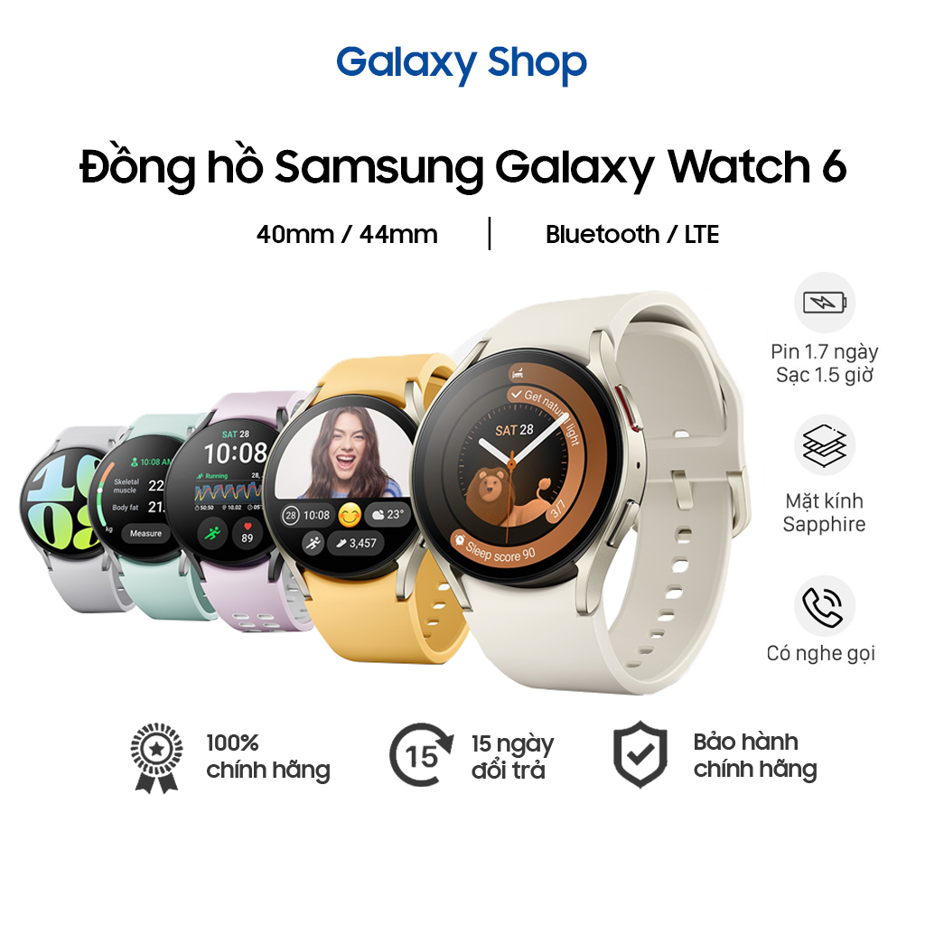 Đồng hồ thông minh Samsung Galaxy WATCH6 - Bluetooth/Lte - 40mm/44mm - Hàng chính hãng