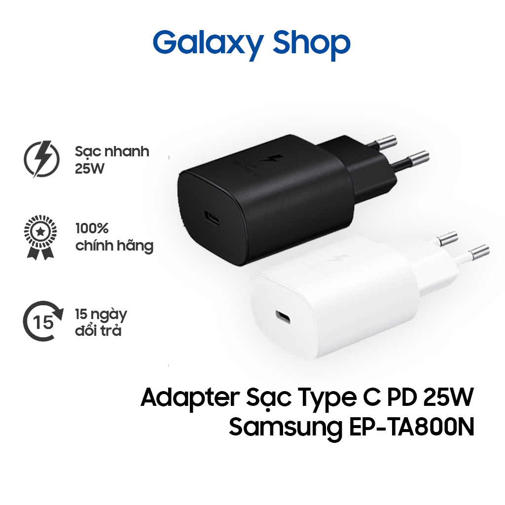 Sạc nhanh Samsung chính hãng 25W loại FULLBOX nguyên seal tặng kèm dây cáp