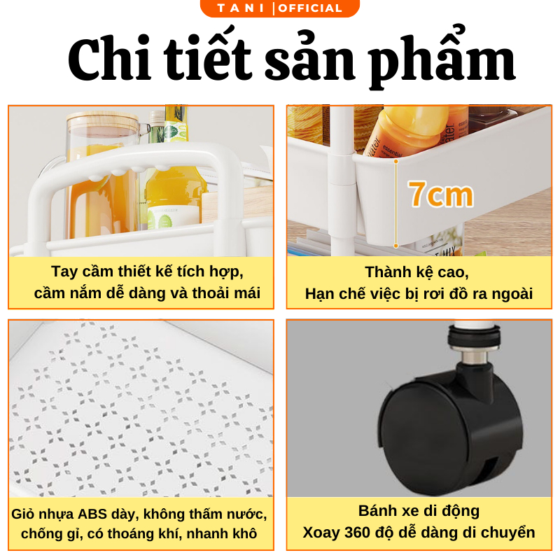 Kệ Để Đồ Tani Đa Năng Tiện Lợi Có Bánh Xe Dễ Di Chuyển