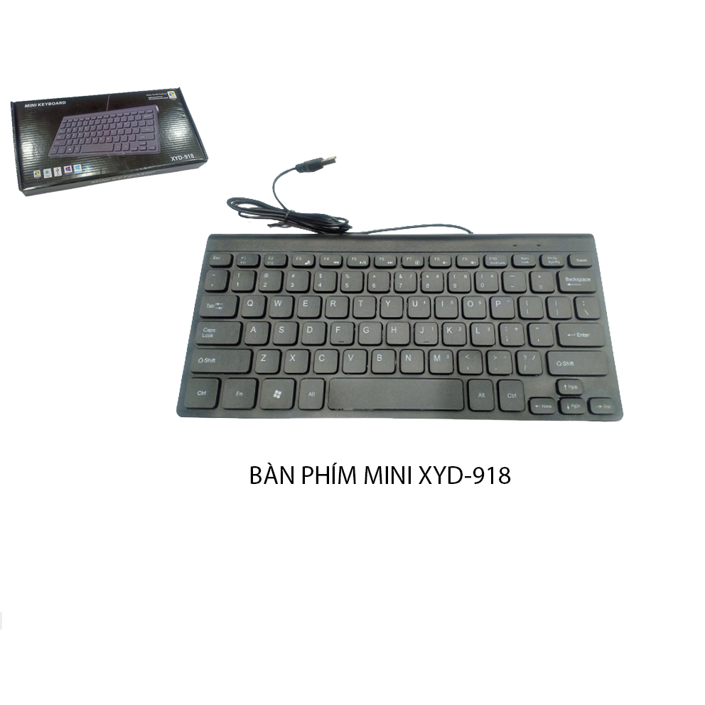 BÀN PHÍM MINI XYD-918 MÀU ĐEN THIẾT KẾ SIÊU NHỎ GỌN SỬ DỤNG CHO CÁC LOẠI MÁY TÍNH