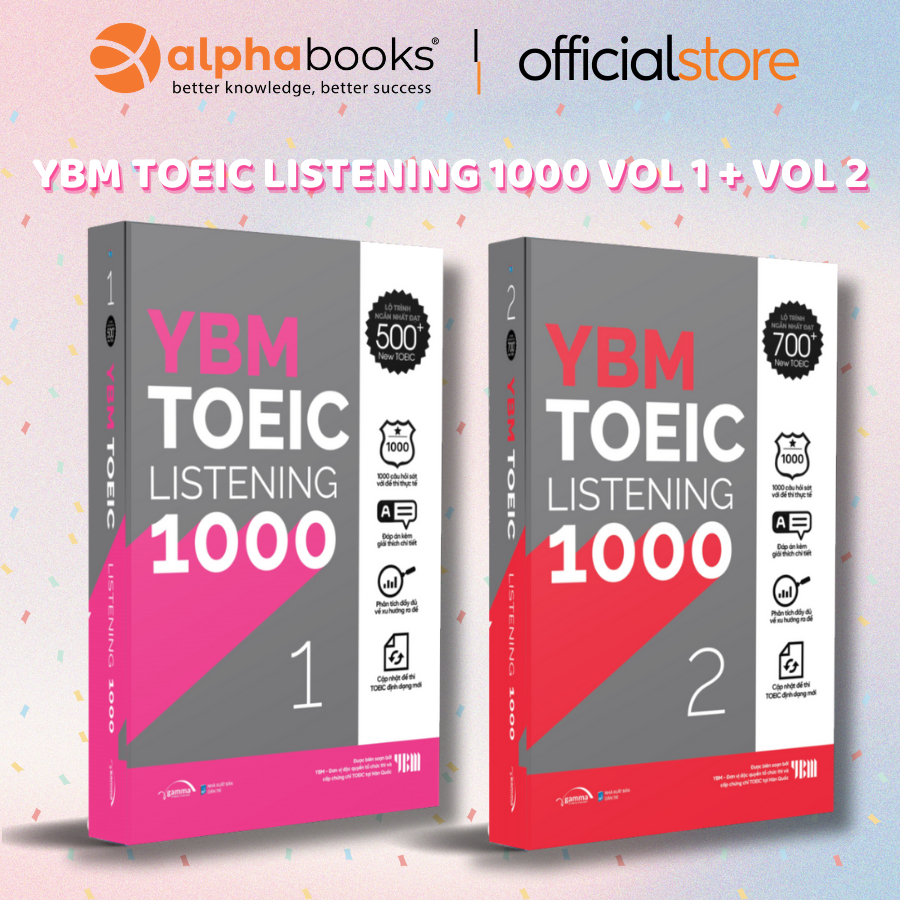 Sách > Combo YBM TOEIC Listening 1000 Vol 1 + Vol 2 - 10 Đề Thi Sát Nhất Với Bài Thi TOEIC Theo Format Mới (Combo/Lẻ)