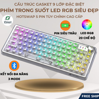 Bàn Phím Cơ Bluetooth Không Dây Trong Suốt K75 PRO Esport Nâng Cấp LED RGB Trục Cơ White Switch Có HOTSWAP