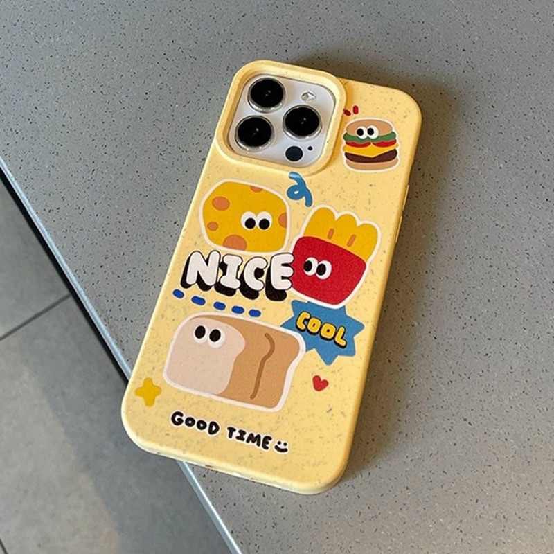 Ốp lưng iPhone 15 Pro Max , 15 Plus, 14 Pro Max vỏ lúa mạch nhựa dẻo dày in hình bánh mì