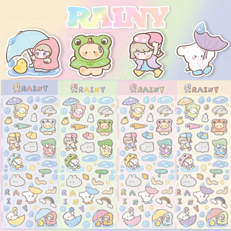 Sticker nhựa chống thấm nước chủ đề trời mưa loại xịn
