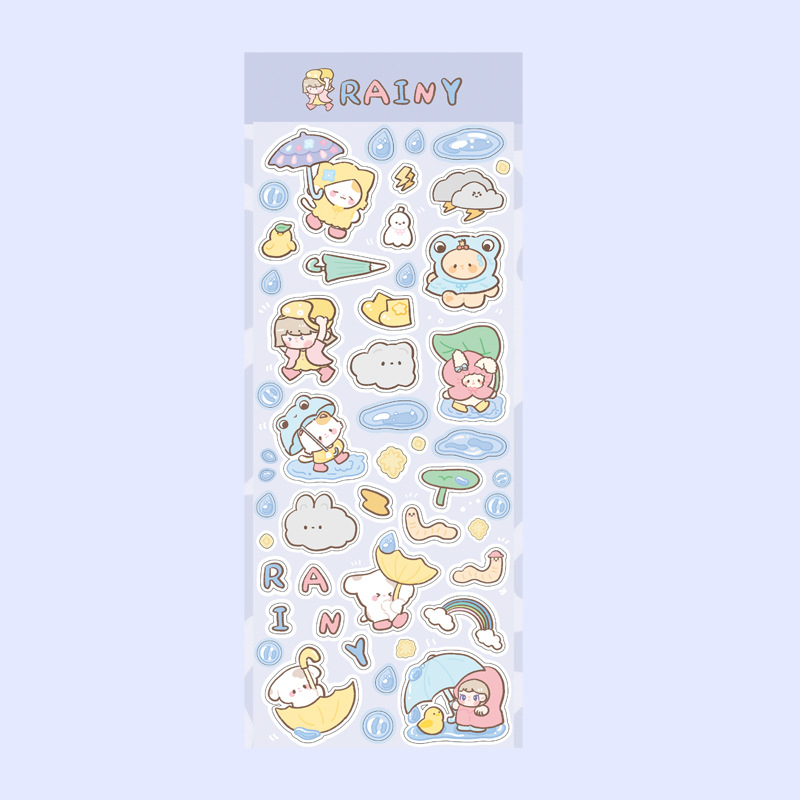 Sticker nhựa chống thấm nước chủ đề trời mưa loại xịn