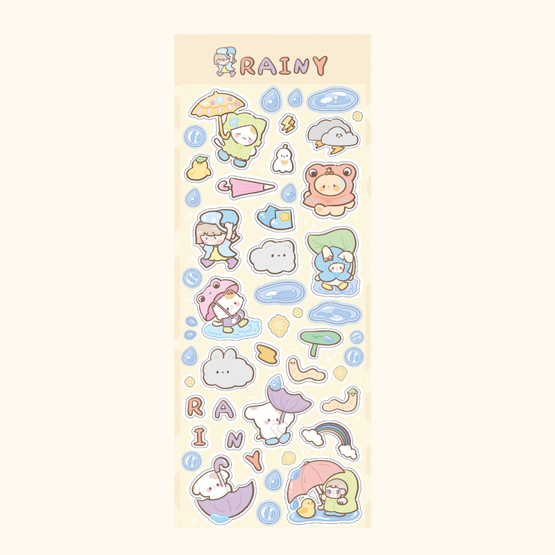 Sticker nhựa chống thấm nước chủ đề trời mưa loại xịn