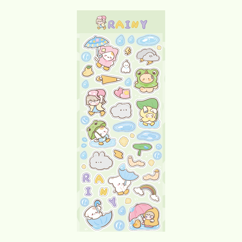 Sticker nhựa chống thấm nước chủ đề trời mưa loại xịn