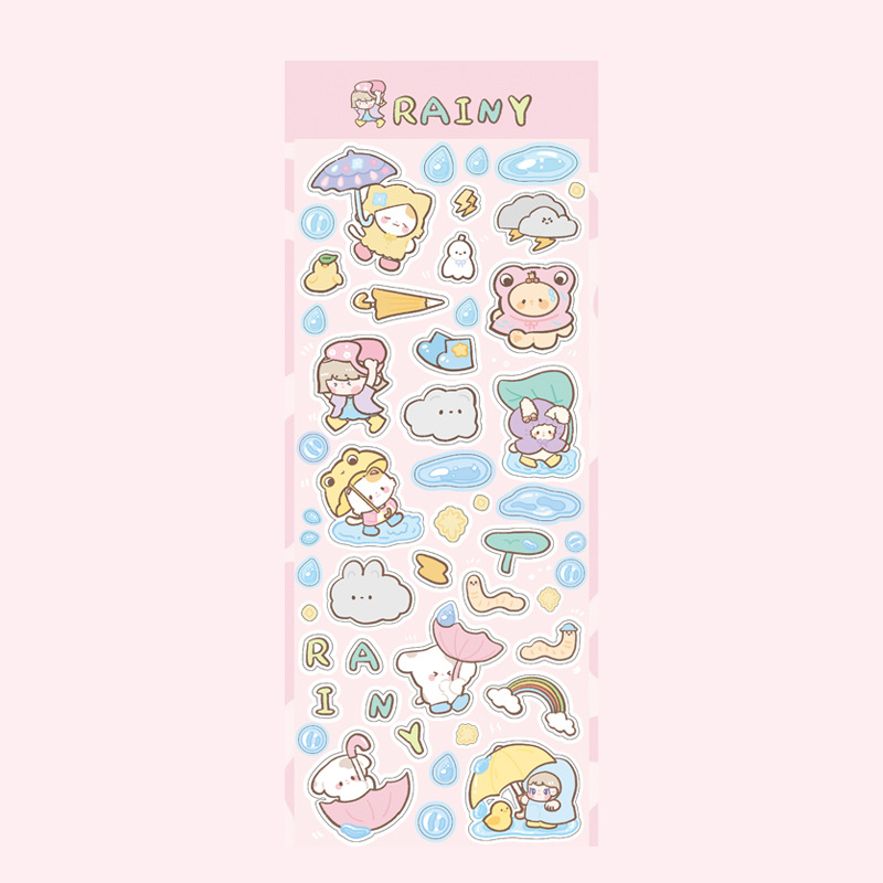 Sticker nhựa chống thấm nước chủ đề trời mưa loại xịn