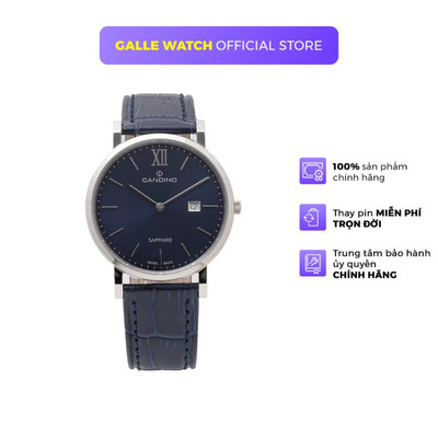 Đồng hồ nam Candino C4724/2 mặt kính Sapphire, chống nước 5 ATM, dây da đeo tay cao cấp, tone màu xanh lam lịch lãm