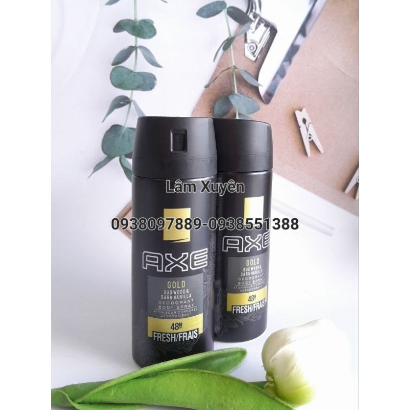 Xịt Khử Mùi Axe Gold Oud Wood & Vanilla 150ml 🔥 CHÍNH HÃNG 🔥 Giúp ngăn tiết mồ hôi vượt trội cùng mùi hương đầy nam tính