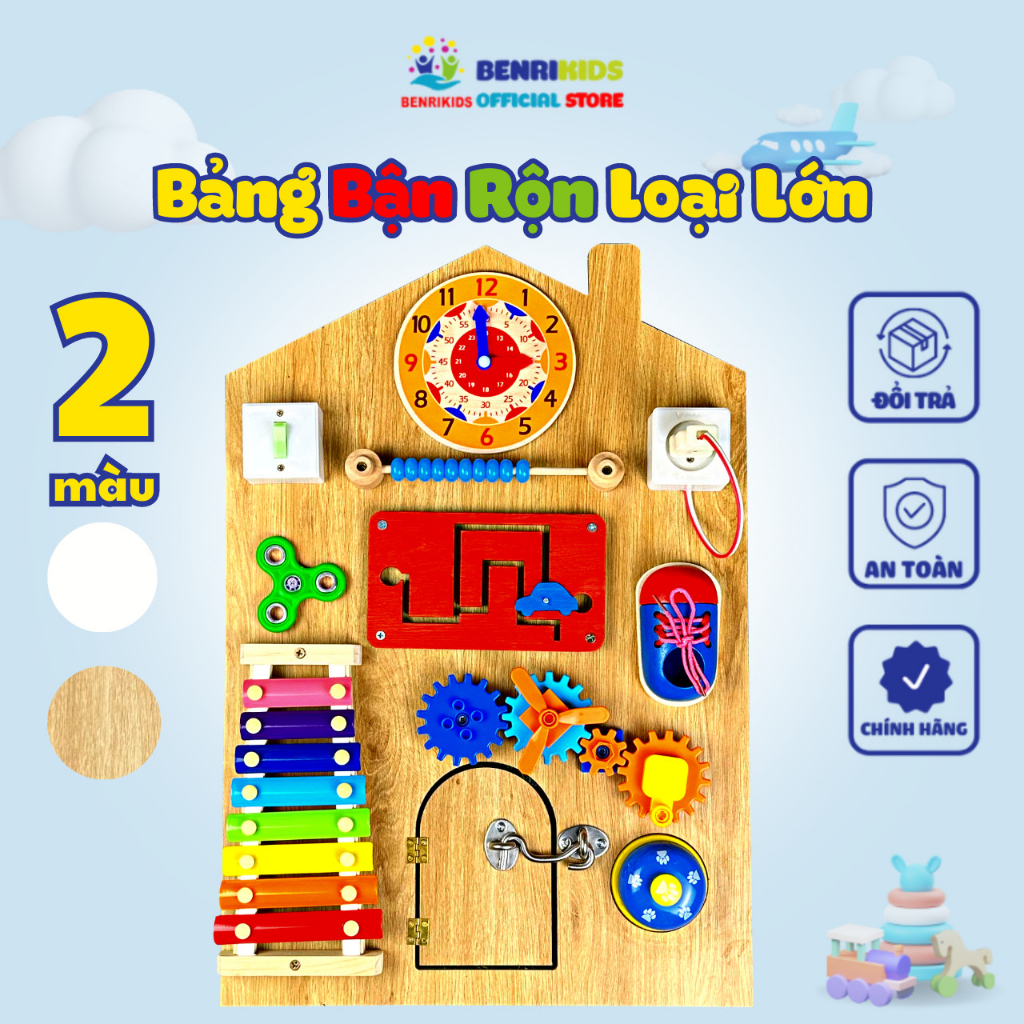 (TẶNG KHẮC TÊN MIỄN PHÍ) Bảng Bận Rộn - Busy Board - Made in VN - Đồ Chơi Giáo Dục Sớm Từ 1 Đến 3 Tuổi