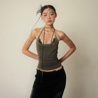 Áo yếm cột dây viền ren ngực xanthe top - thestan