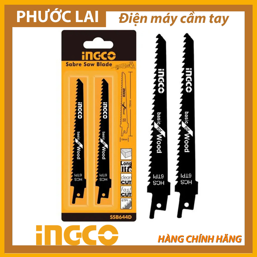 Bộ lưỡi cưa kiếm 2 cây (cưa gỗ) Chính Hãng INGCO SSB644D
