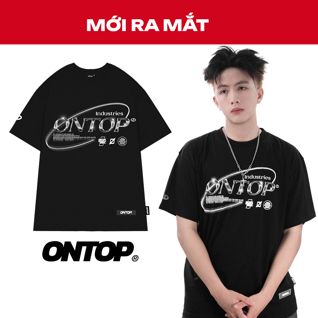 Áo thun form rộng tay lỡ màu đen local brand ONTOP Tee Optics | O23-T2