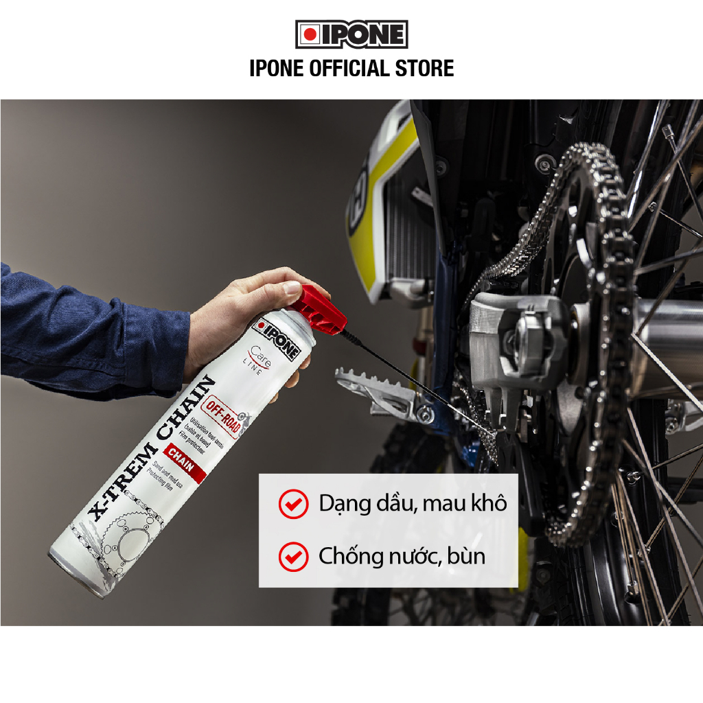 Chai xịt dưỡng sên, xích địa hình chống nước và chống bám đất cát Ipone X-trem Chain Off-Road (250ml)