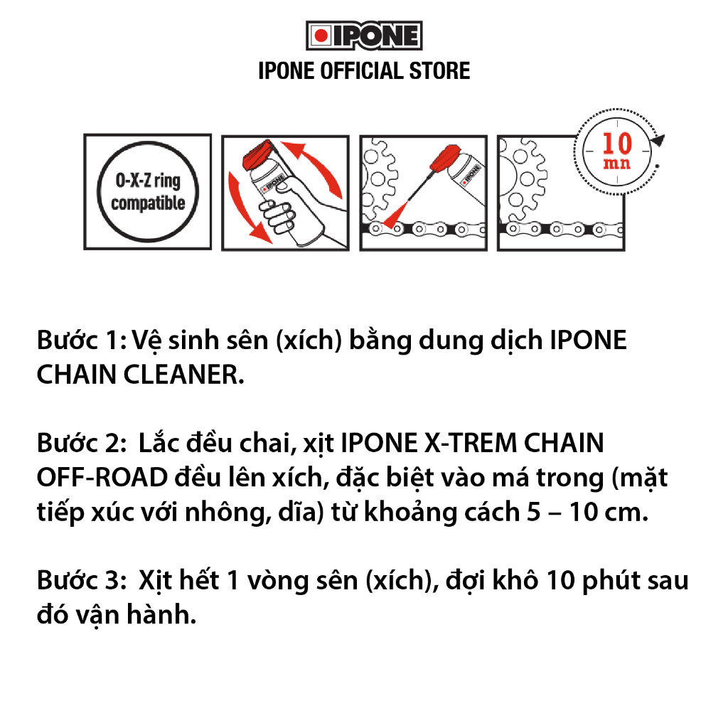 Chai xịt dưỡng sên, xích địa hình chống nước và chống bám đất cát Ipone X-trem Chain Off-Road (250ml)